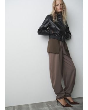 Mango Scarpe A Punta Effetto Vernice Cognac - Grigio