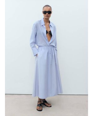 Mango Flared Cotton Skirt - Blue