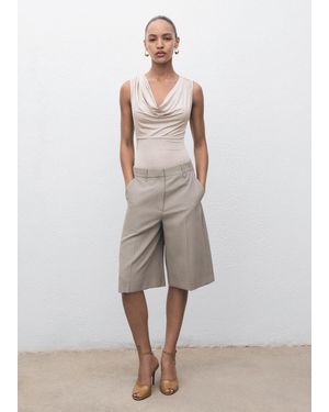 Mango Bodysuit With Draped Neckline - Multicolor