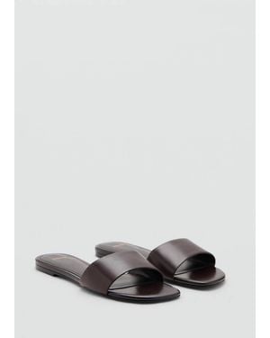 Mango Flat Leather Sandal - Grey