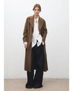 Mango Handmade Wool Coat With Belt - White