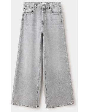 MANGO TEEN Low-Waist Wide-Leg Jeans - Grey
