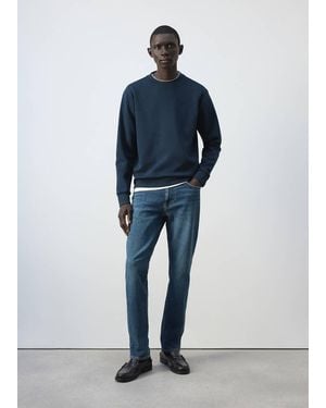 Mango Sweatshirt Aus 100 Baumwolle, Regular Fit - Blau