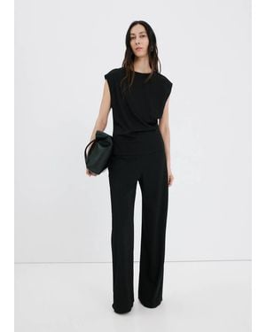 Mango T-Shirt With Gathered Details - Black