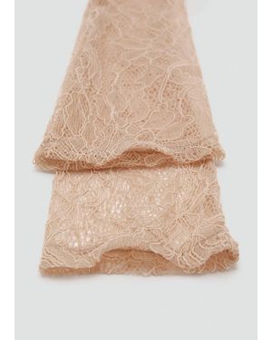 Mango Lange Spitzenhandschuhe - Natur