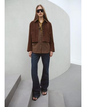 Mango Pocket Striped Shirt - Brown