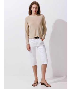 Mango Strickpullover Aus Lurexgewebe - Weiß