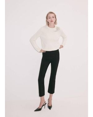 Mango Pull-Over Détail À Cristaux Écru - Neutre