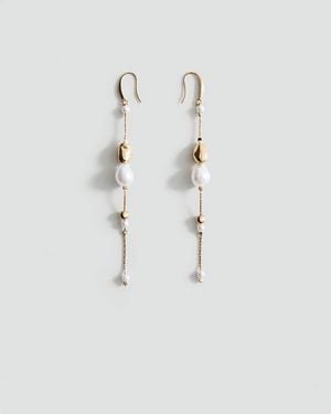 Mango Combined Pearl Drop Earrings - White