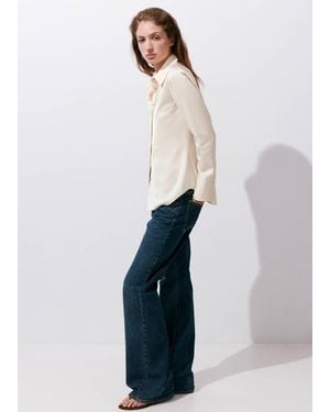 Mango Satin Finish Flowy Shirt - White