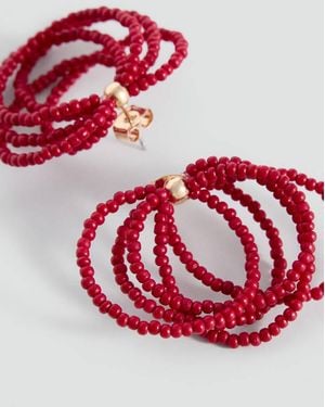 MANGO TEEN Bead Loop Earrings - Red