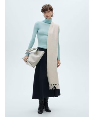 Mango Wool Blend Turtleneck Jumper - White