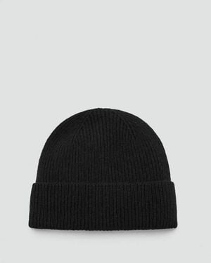 Mango Ribbed Wool Hat - Black