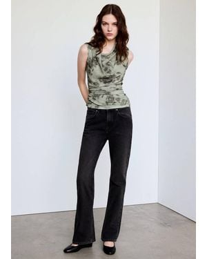 Mango Drapiertes Print-Top - Grau