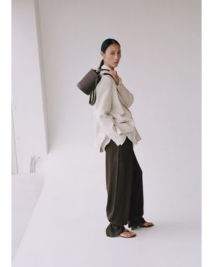 Mango Small Raffia Bucket Bag - Brown