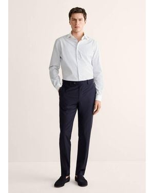Mango 100% Cotton Slim Fit Shirt - Blue