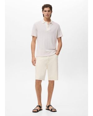 Mango Bermuda Denim Relaxed-Fit Bianco Sporco
