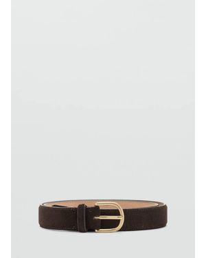 Mango Suede Leather Belt - White