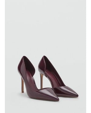 Mango Asymmetrical Patent Leather Court Shoes - Purple