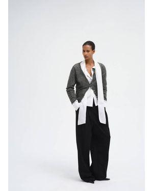 Mango Cardigan Maglia Sottile Bottoni Grigio Scuro Vigoré - Bianco