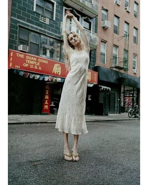 Mango Floral Print Lace Dress - White