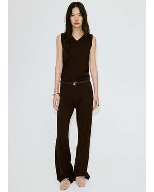 Mango Fine-Knit Wide Leg Trousers - Brown