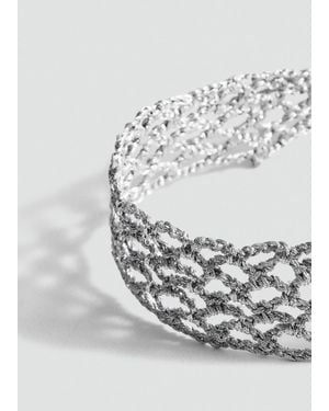 Mango Collier Ras-De-Cou Lurex Argent - Blanc