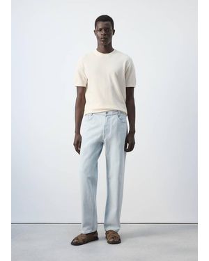 Mango Cotton Fine-Knit T-Shirt - White