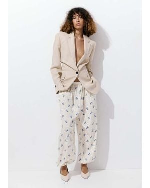 Mango Floral Print Baggy Trousers - Natural
