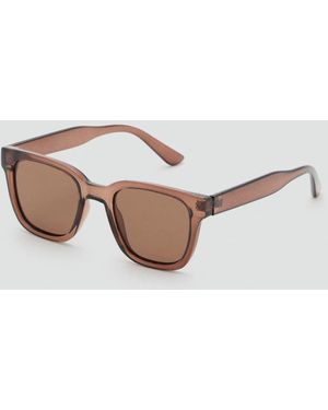 Mango Rectangular-Frame Sunglasses - Brown