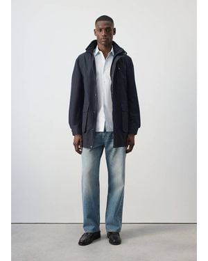 Mango Water-Repellent Hooded Parka - Blue