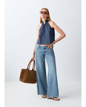 MANGO TEEN Printed Halter-Neck Top - Blue