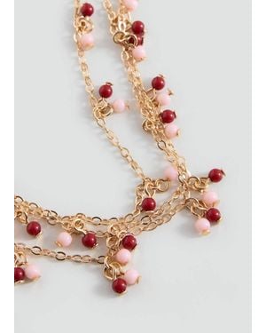 MANGO TEEN Multi-Chain Crystal Bead Necklace - Metallic
