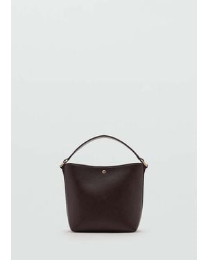 Mango Faux-Leather Bucket Handbag - Brown