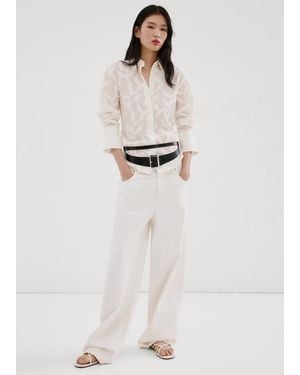 Mango Floral Embroidery Blouse - Natural