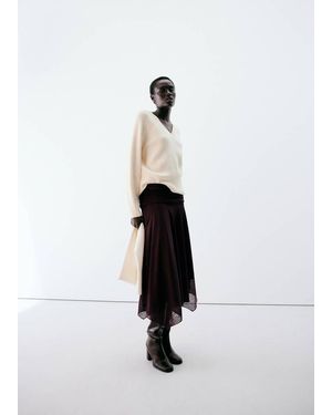 Mango Skirt With Gathers And An Asymmetrical Hemline - White