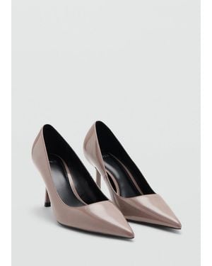 Mango Patent Leather Pointed-Toe Court Shoes - Natural