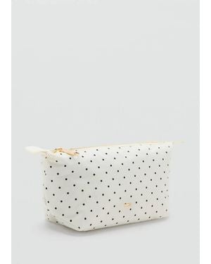 Mango Medium Polka Dot Toiletry Bag - White