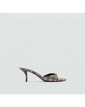 Mango Kitten Heel Chequered Sandals - Grey