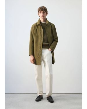 Mango Fine Knit Microstructure Jumper - Green