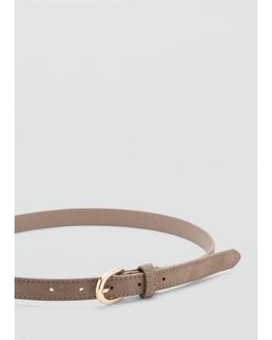 Mango Suede Leather Belt - Grey