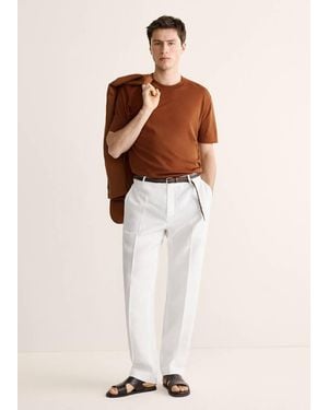 Mango Cotton Fine-Knit T-Shirt - White
