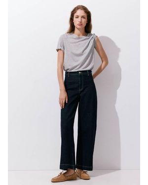 Mango Catherin Culotte High-Rise Jeans - Blue