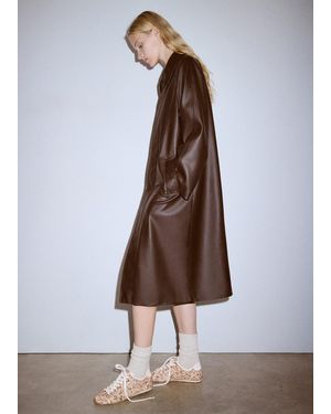 Mango Leather Trainers With Fleece - Brown