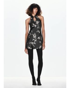 Mango Abito Floreale Con Scollo All'Americana Nero
