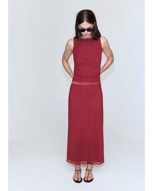 Mango Polka Dot Tulle Skirt - Red