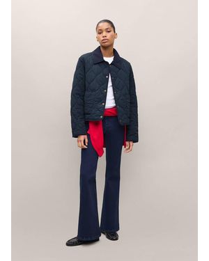 MANGO TEEN Quilted Jacket With Corduroy Details - Blue