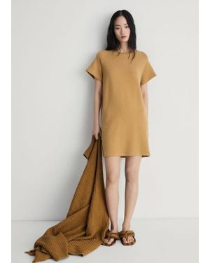 Mango Camicia Da Notte Cotone Felpa Vigoré Ocra - Neutro