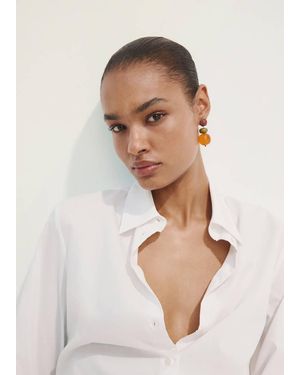 Mango Combined Resin Hanging Earrings - White