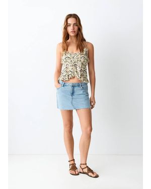 MANGO TEEN Printed Top With Bow - Blue